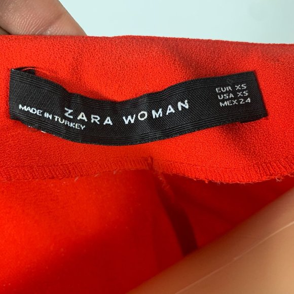 ZARA WOMAN Size Extra Small Red Ruffle Short Sleeve Dress - Picture 6 of 7